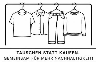 Kleider auf Kleiderbügel, Strichzeichnung